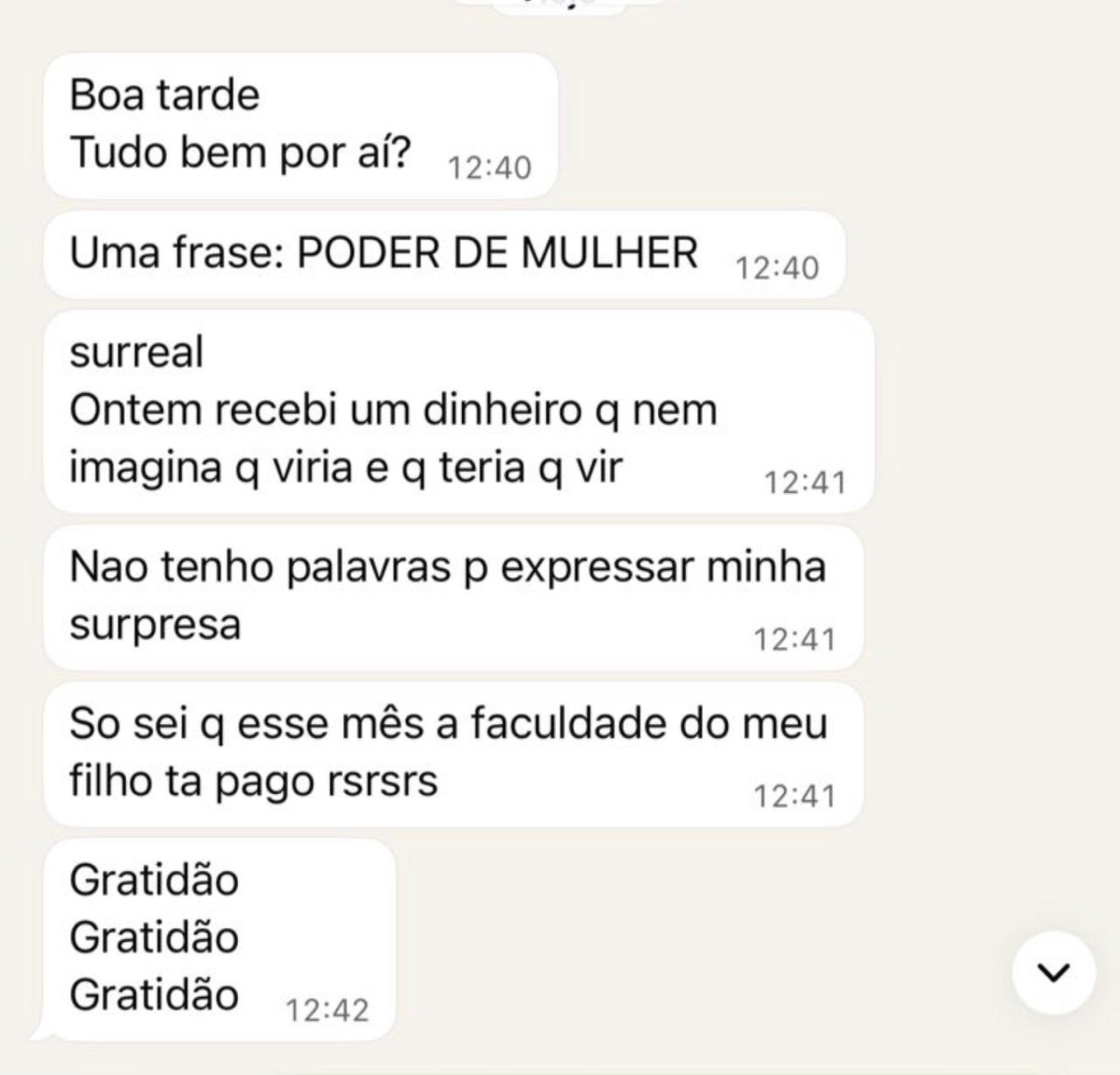 Depoimento real de participante 15